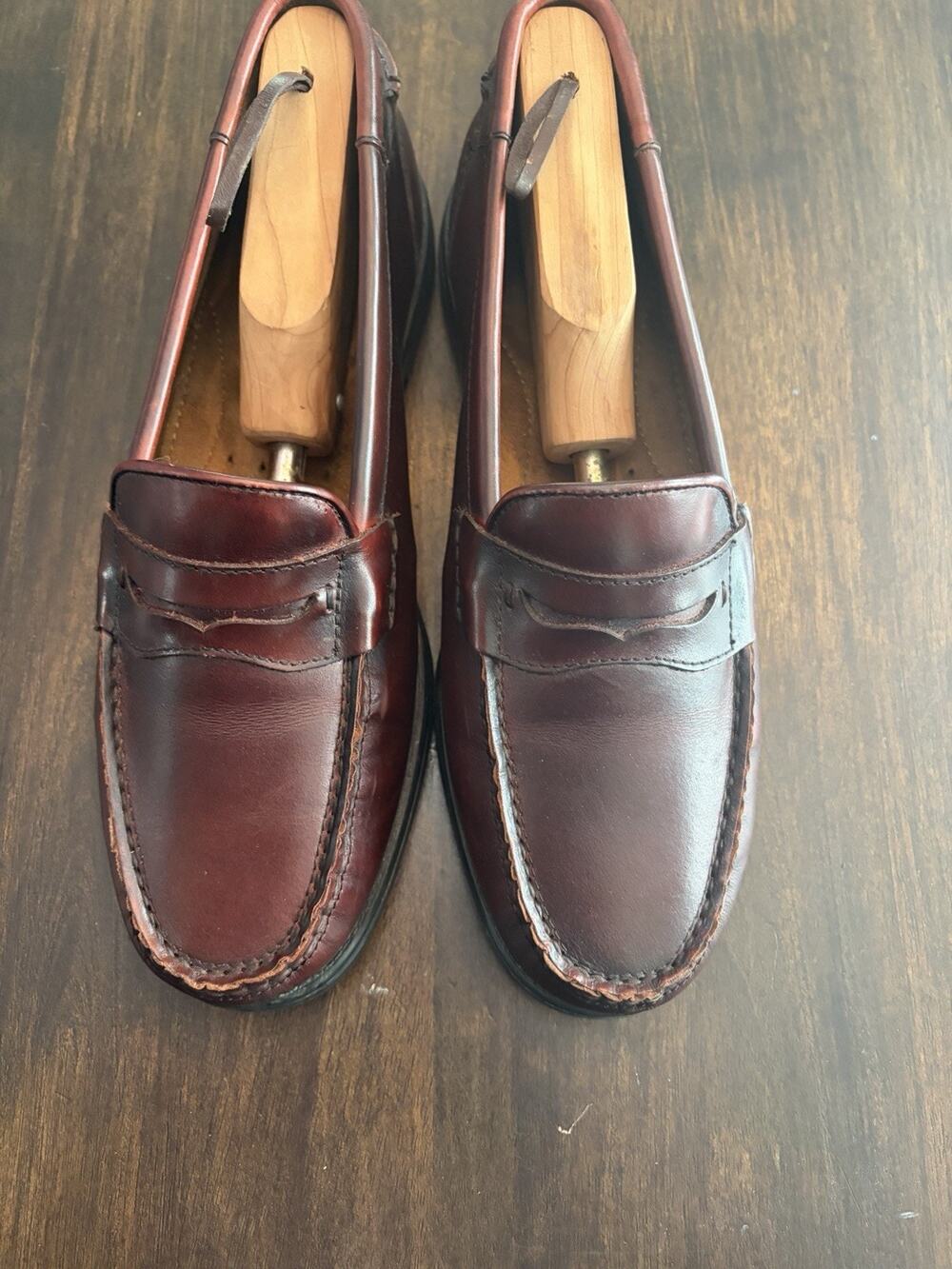 Joseph A Bank Mens Maroon Leather Penny Loafers, Size 9M Great Shape